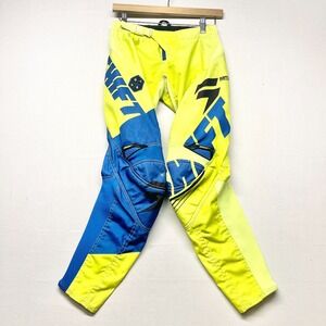 SHIFT Moto Pants Boys M 24x27 Yellow Blue 4 Star Apparel Belted Waist Trousers